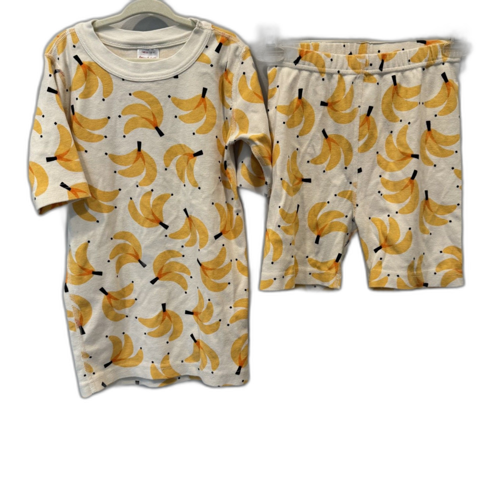 Hanna Andersson Pajama Set Organic Cotton Banana Print Shorts Pjs Kids sz 10
